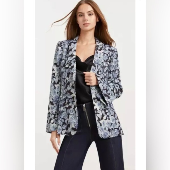 New Cinq a Sept Cheyenne Floral Print Blazer In Slate Multi Size 4 $595 - Picture 3 of 10